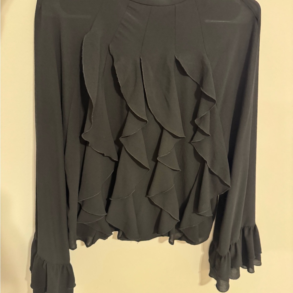 Zara Black Ruffle Top - Picture 2 of 4
